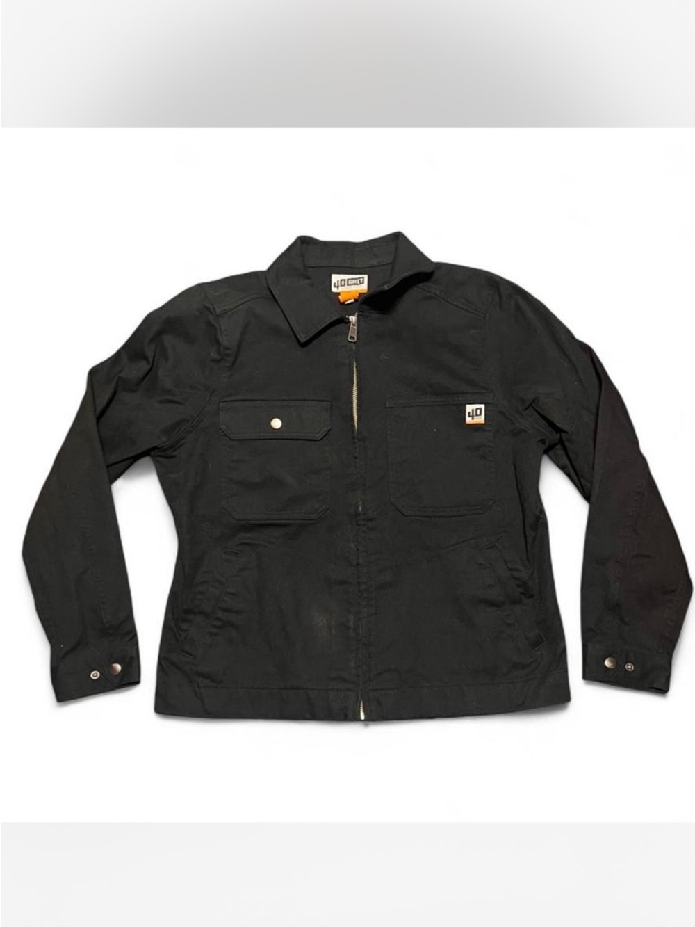 40 Grit Duluth Trading Co Size L Black Canvas Full Zip Work Jacket Coat